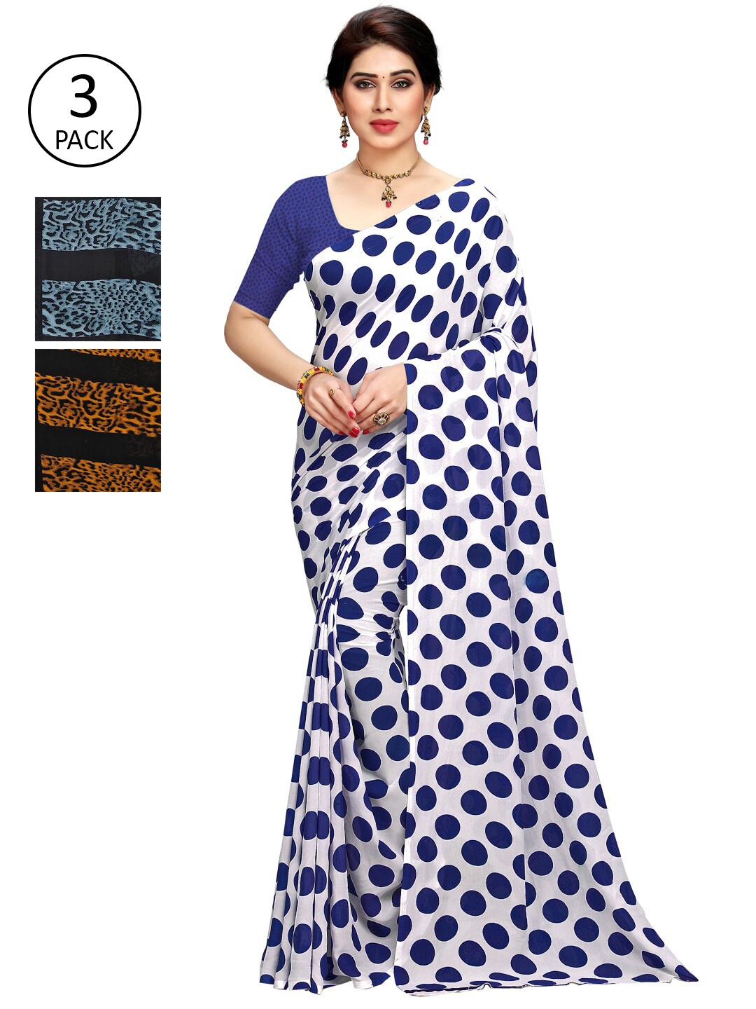 KALINI Pack Of 3 Printed Saree, White