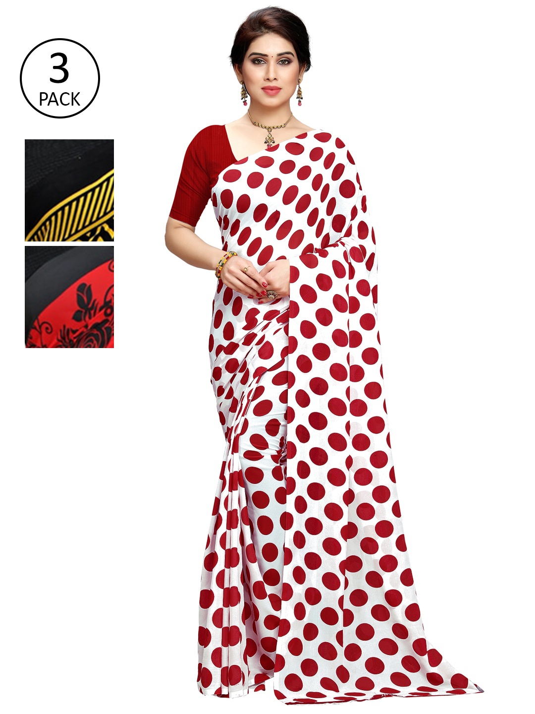 KALINI Pack of 3 Printed Sarees, Multi