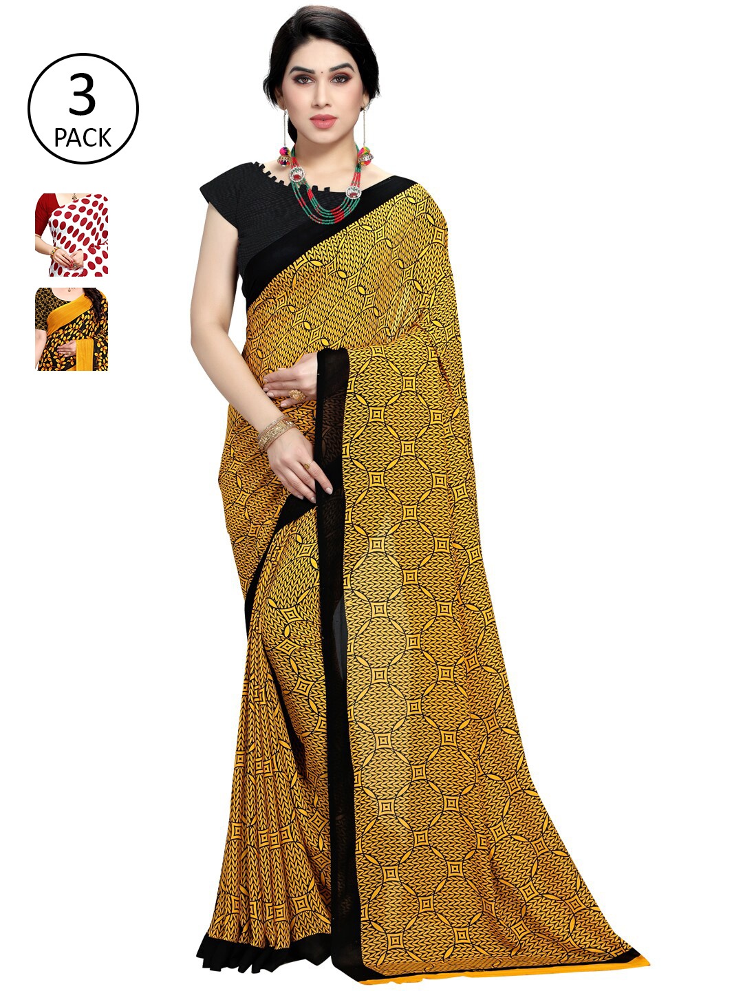 KALINI Multi Pack of 3 Printed Saree