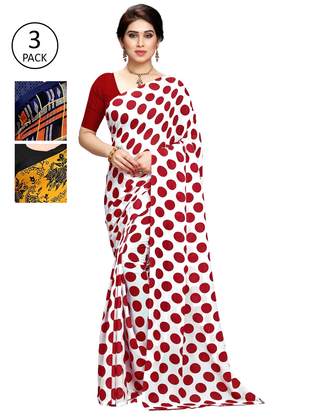 KALINI Pack of 3 Printed Sarees, Multi