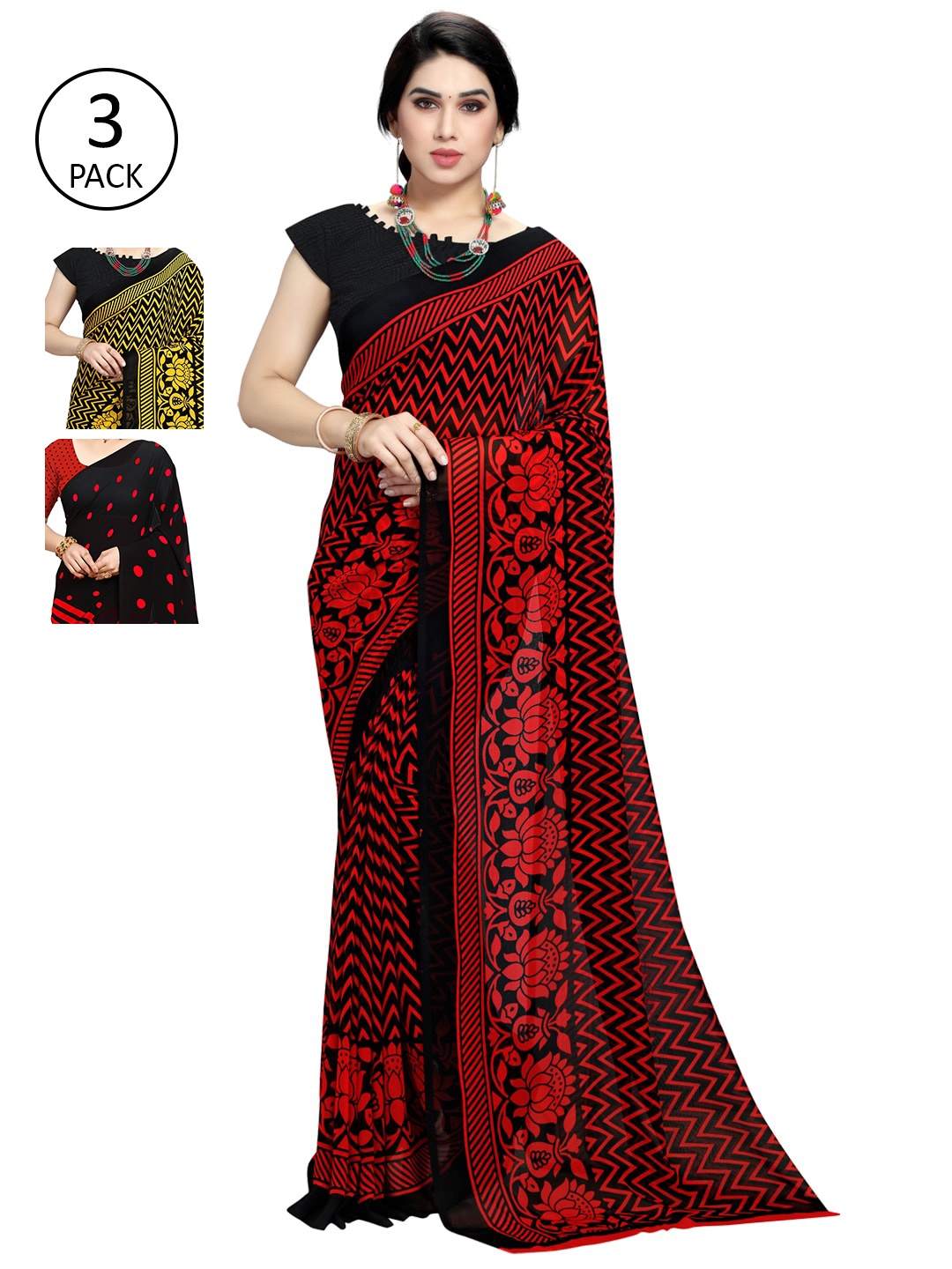 KALINI Multicolor Georgette Printed Daily Wear Saree With Unstitched Blouse(Pack of 3), Red
KALINI Multicolor Georgette Printed Daily Wear Saree With Unstitched Blouse(Pack of 3), Red