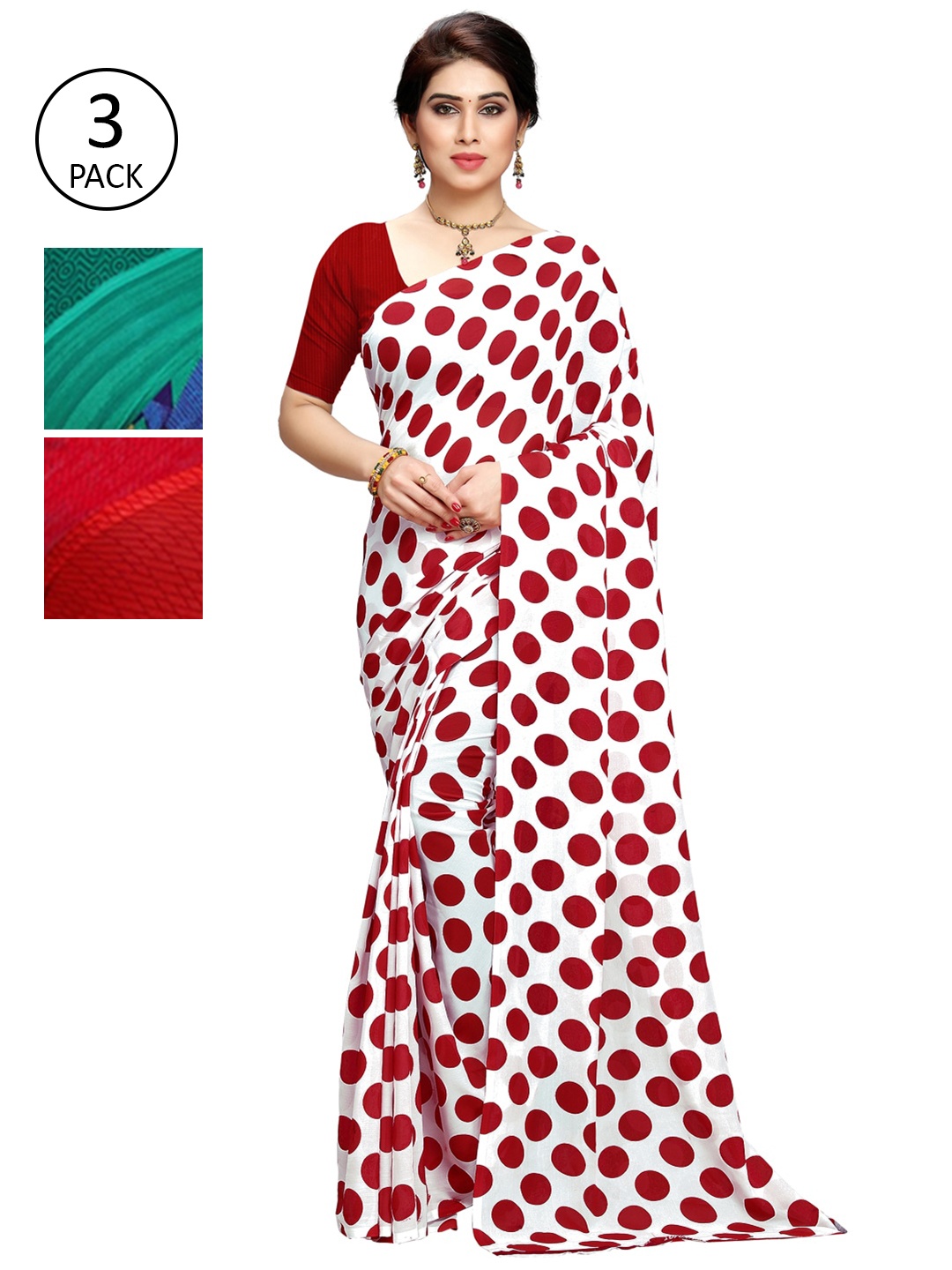 KALINI Pack of 3 Printed Sarees, Multi