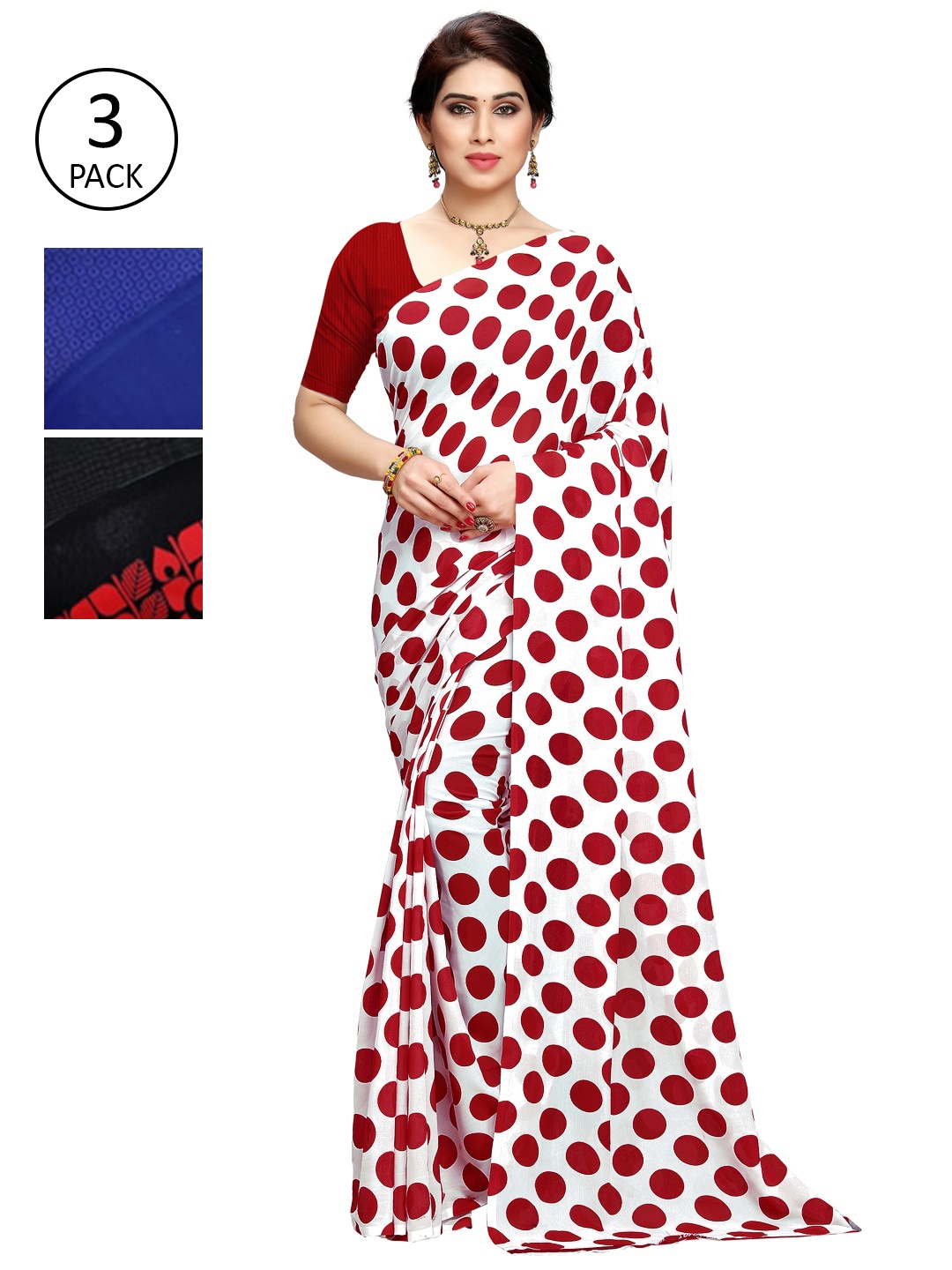 KALINI Multicoloured Pack of 3 Printed Saree, Multi