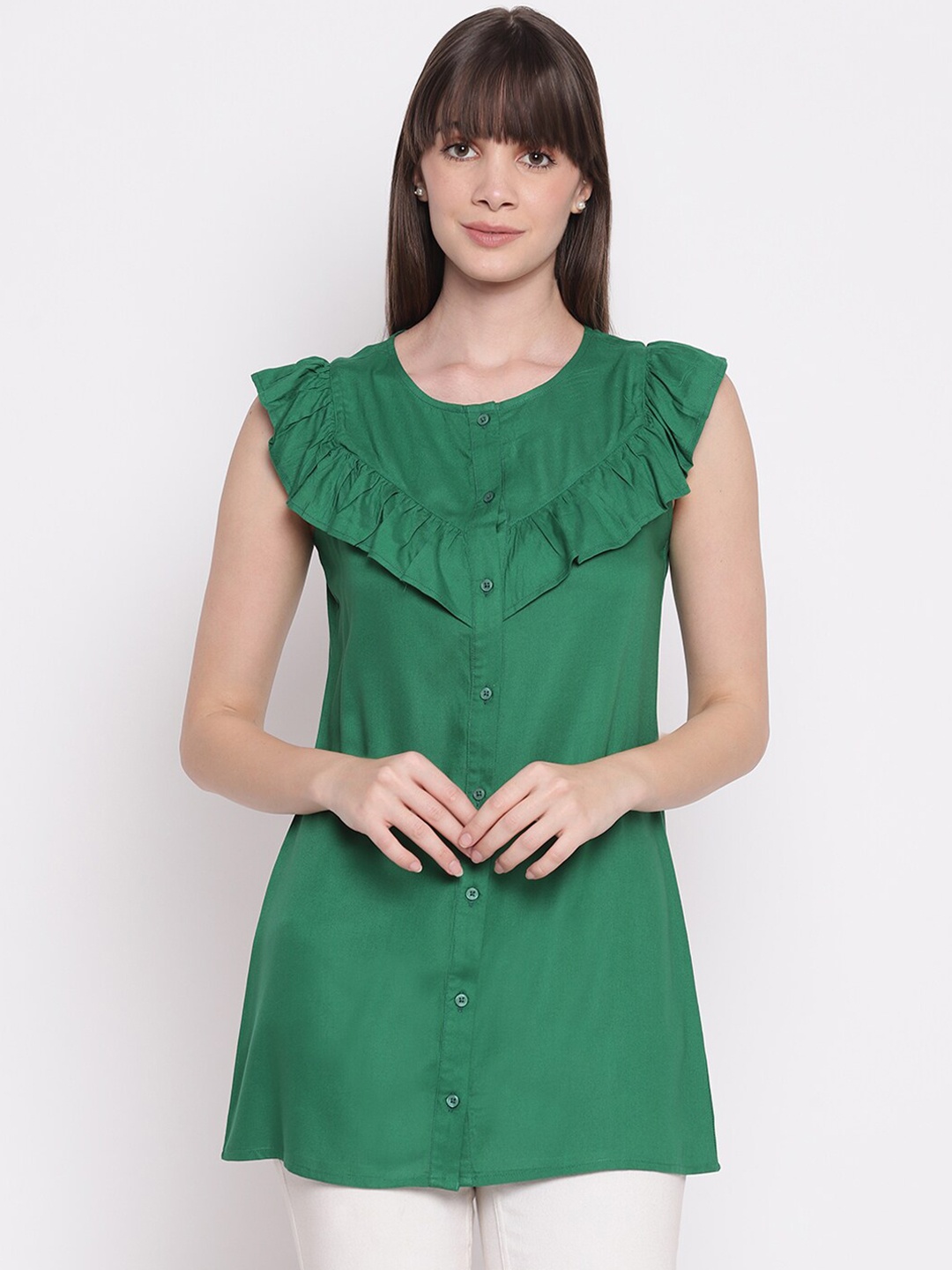 sandy AND ritz Green Viscose Rayon Tunic