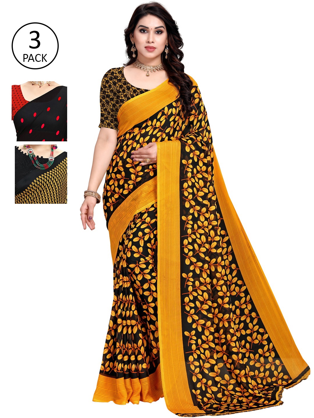 KALINI Multicolor Georgette Printed Daily Wear Saree With Unstitched Blouse(Pack of 3), Mustard
KALINI Multicolor Georgette Printed Daily Wear Saree With Unstitched Blouse(Pack of 3), Mustard