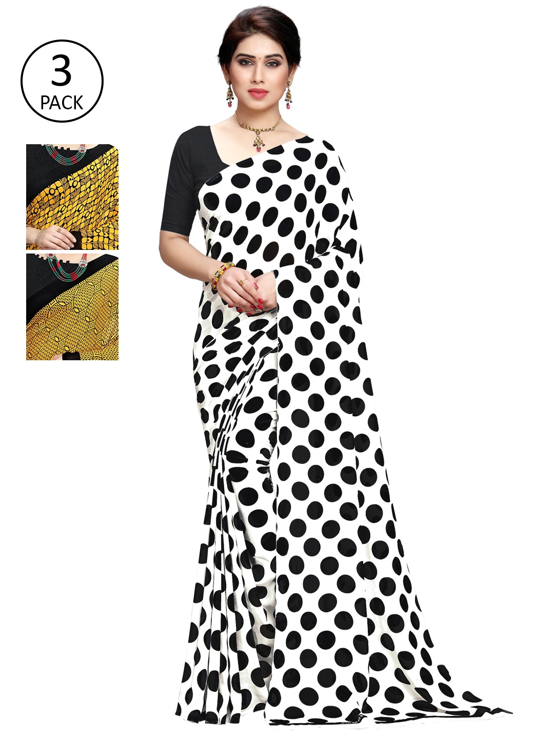 KALINI Pack of 3 Printed Sarees, Multi