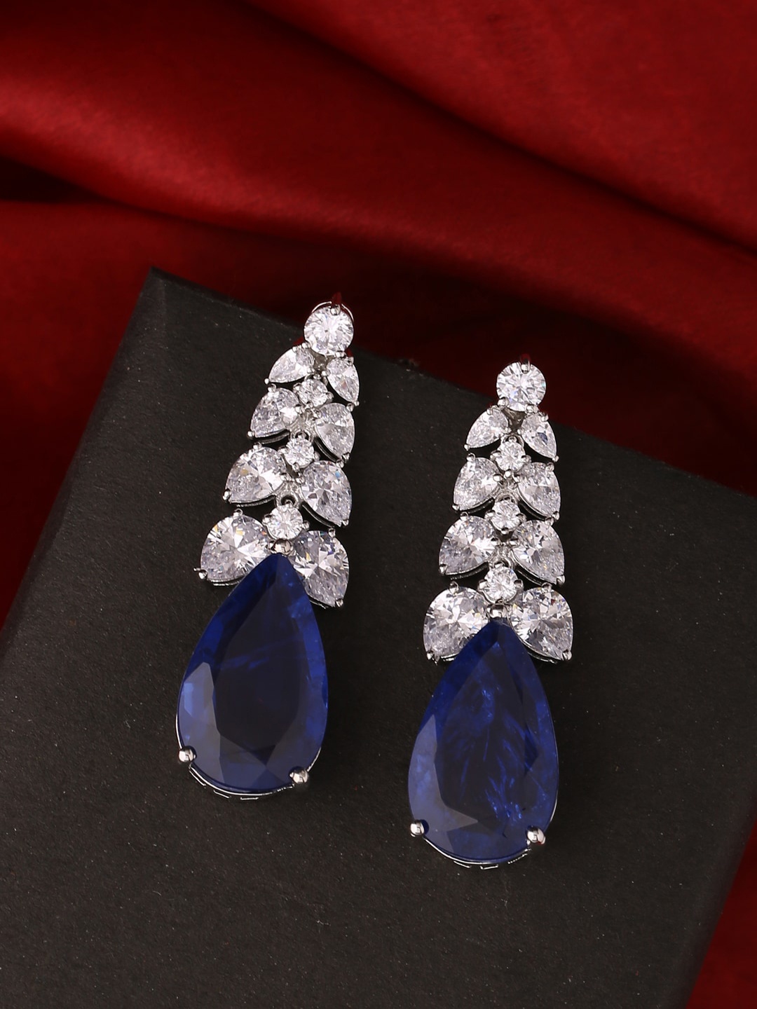 Tistabene Blue & White Coloured Stone Classic Drop Earrings