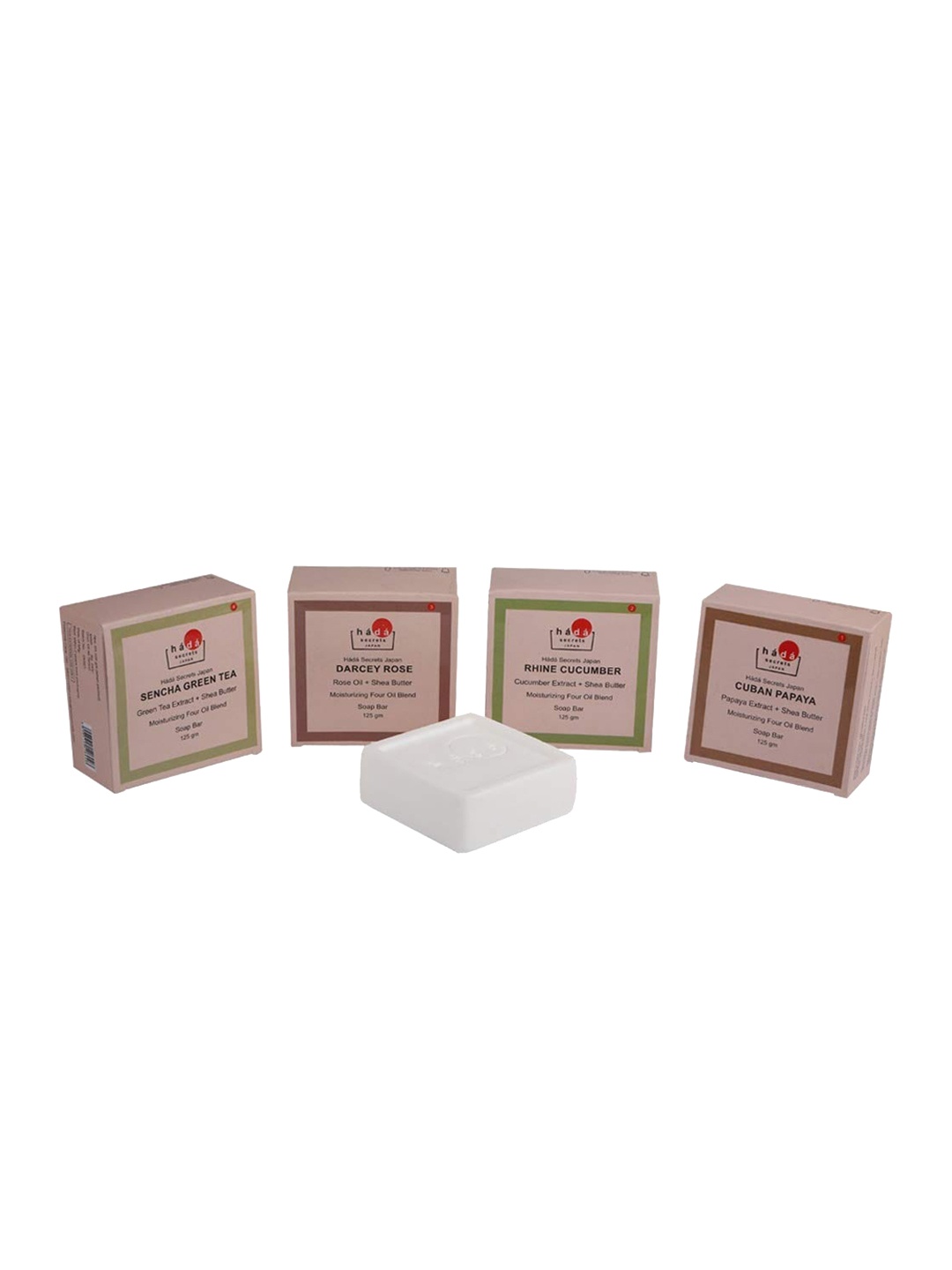 Hada Secrets Japan Set of 4 Soap Bar Cuban Papaya - Darcey Rose- Rhine Cucumber -Green Tea, White
Hada Secrets Japan Set of 4 Soap Bar Cuban Papaya - Darcey Rose- Rhine Cucumber -Green Tea, White