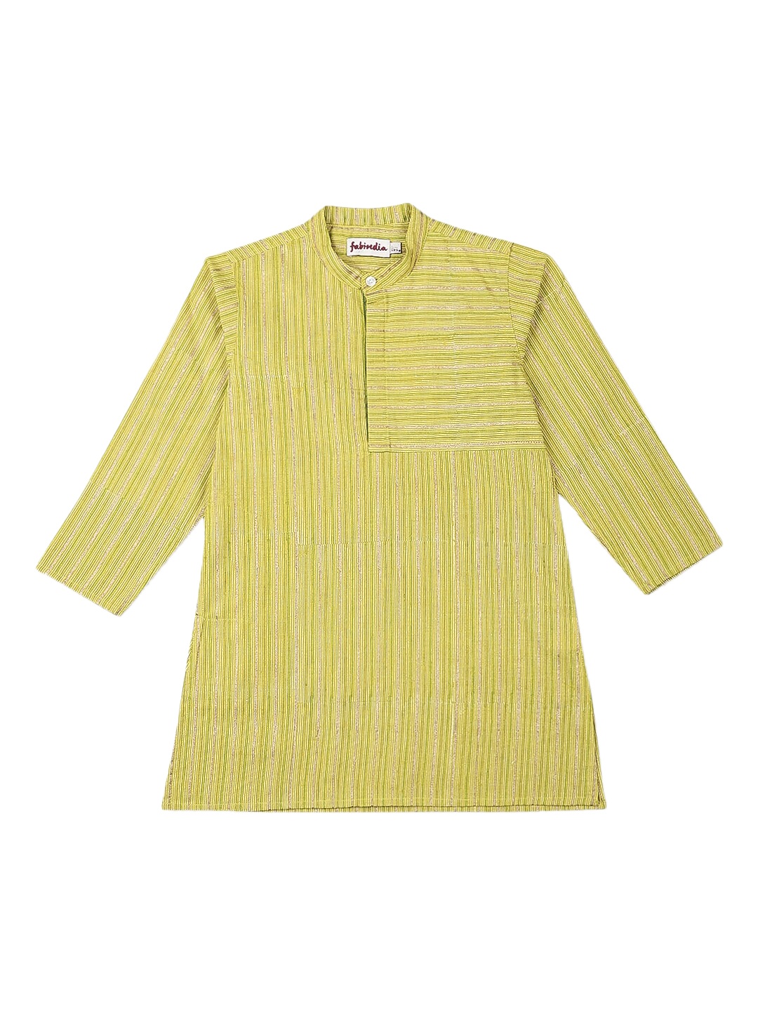 Fabindia Boys Green Striped Kurta