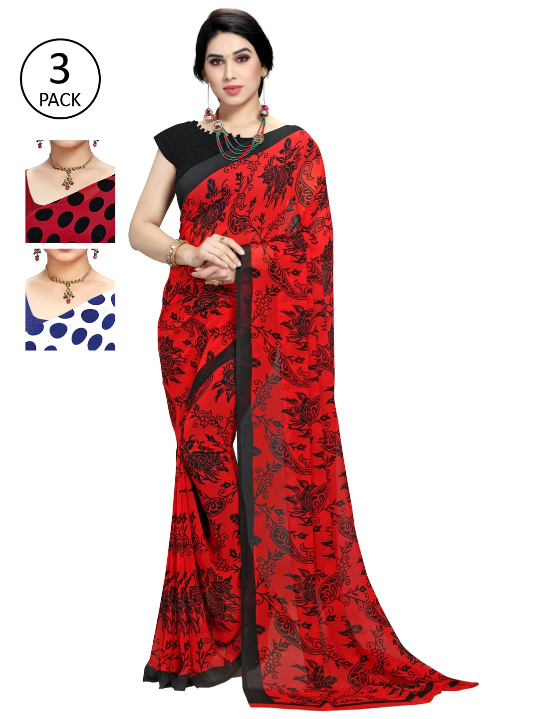 KALINI Multicolor Georgette Printed Daily Wear Saree With Unstitched Blouse(Pack of 3), Red
KALINI Multicolor Georgette Printed Daily Wear Saree With Unstitched Blouse(Pack of 3), Red