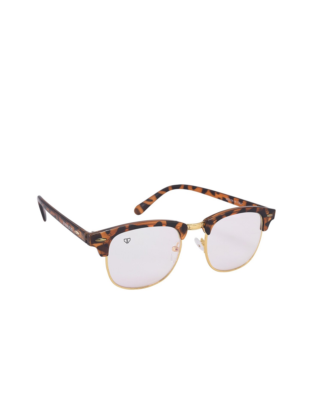 Walrus Men Clear Lens & Brown Browline Sunglasses WSGM-MCHL-III-010626, Transparent