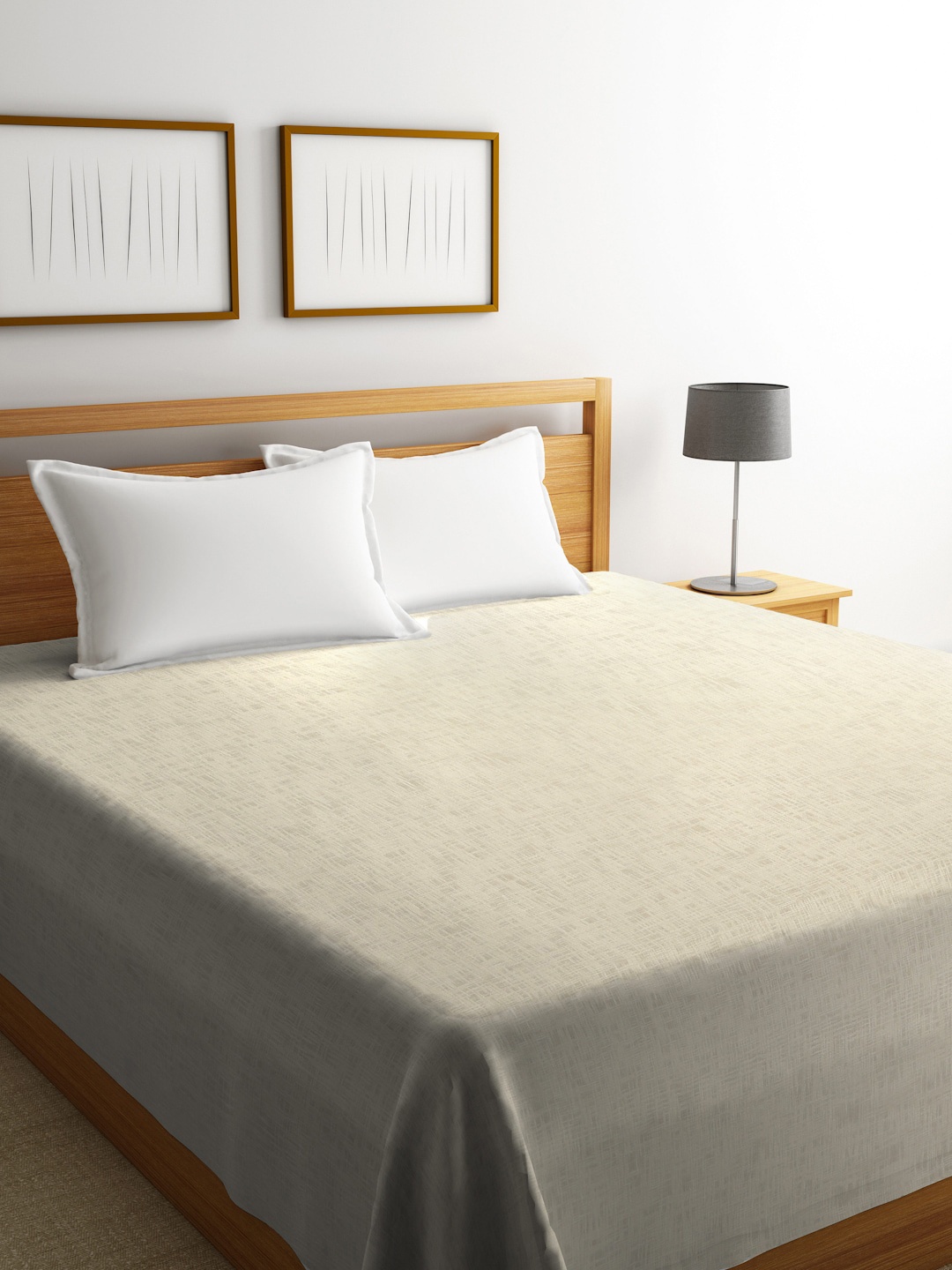 Fabindia Off-White Solid 24 TC Double Bed Cover