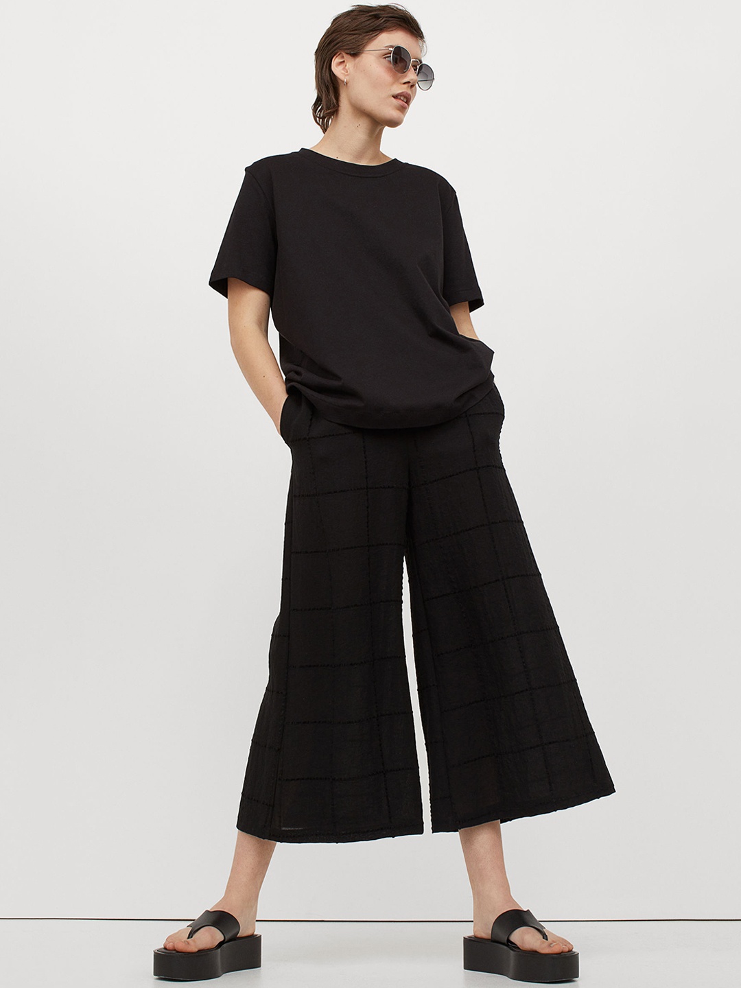 H&M Women Black Wide Trousers