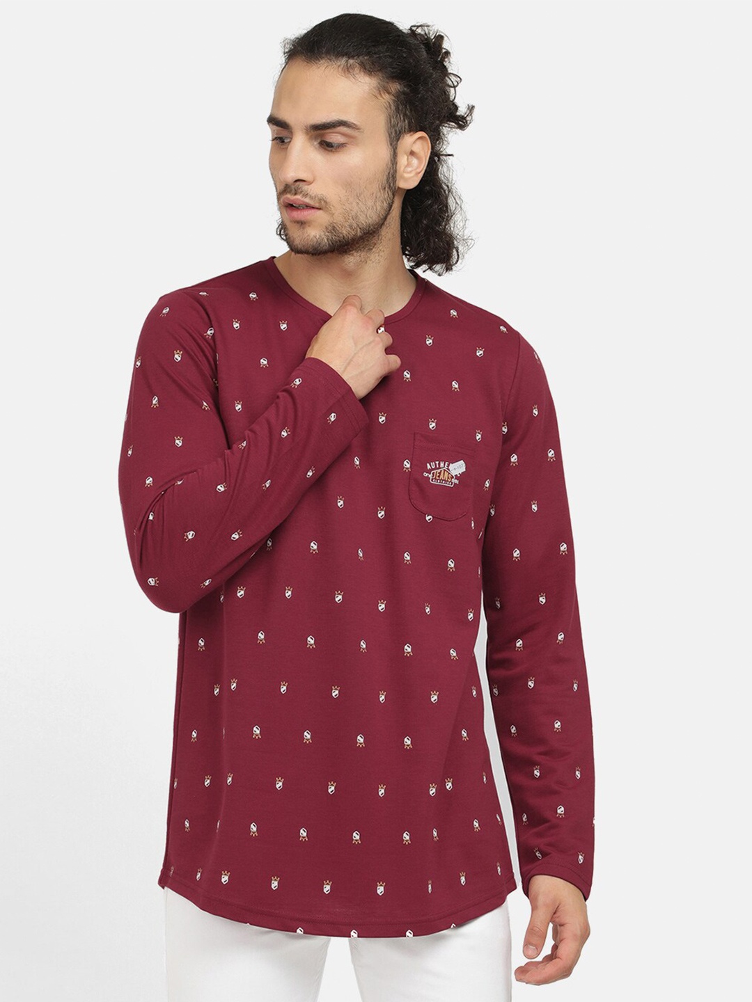 V2 Value & Variety Men Maroon Printed T-shirt