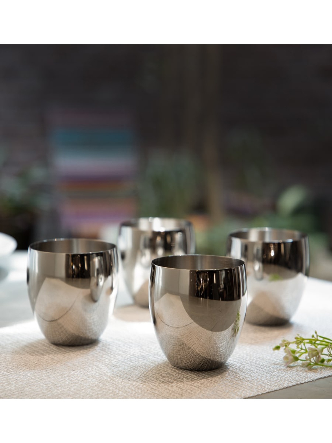 ARTTDINOX Set Of 4 Steel-Toned Solid Stainless Steel Tumblers