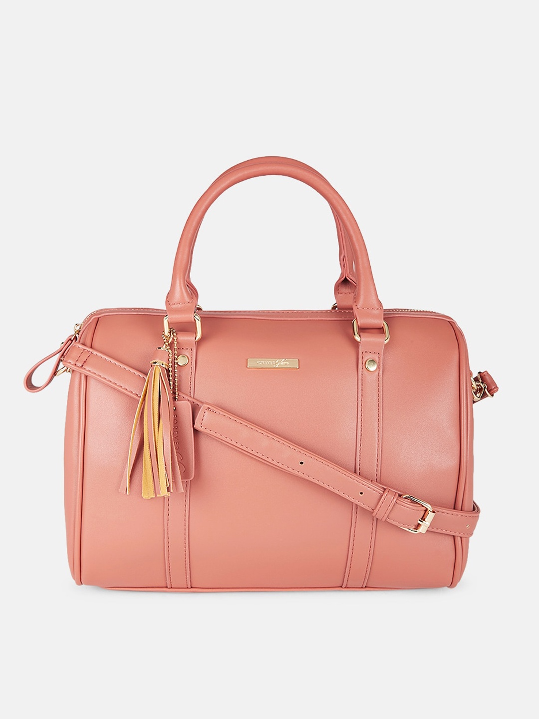 Forever Glam by Pantaloons Peach Structured Handheld Bag with Tassels