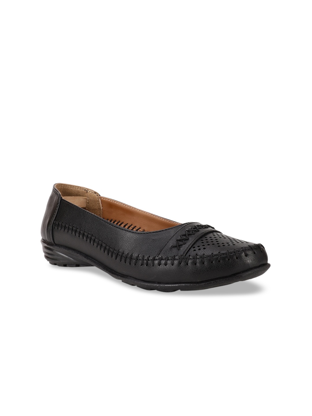 Bata Women Black Ballerinas with Laser Cuts