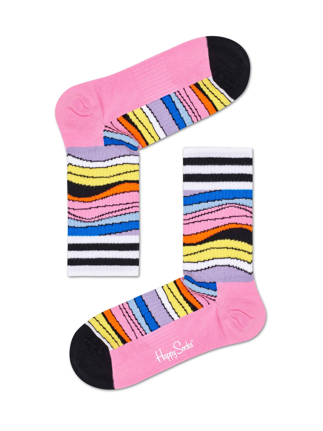 Happy Socks Unisex Pink & Blue Striped Calf-Length Socks