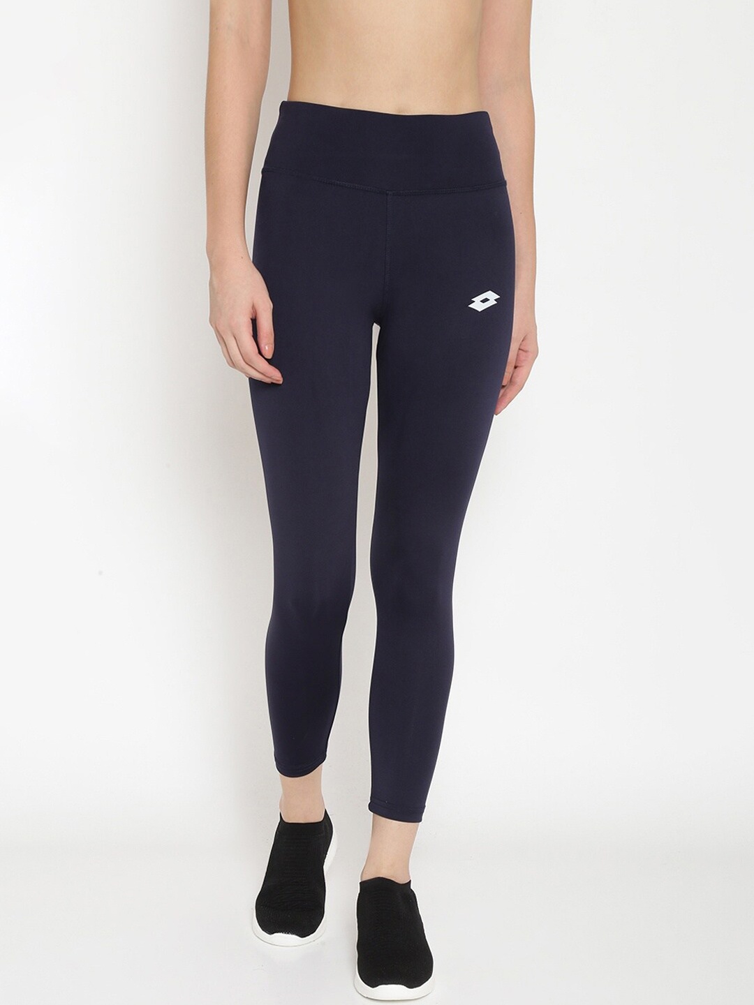 Lotto Women Navy Blue Solid Ankle-Length Leggings