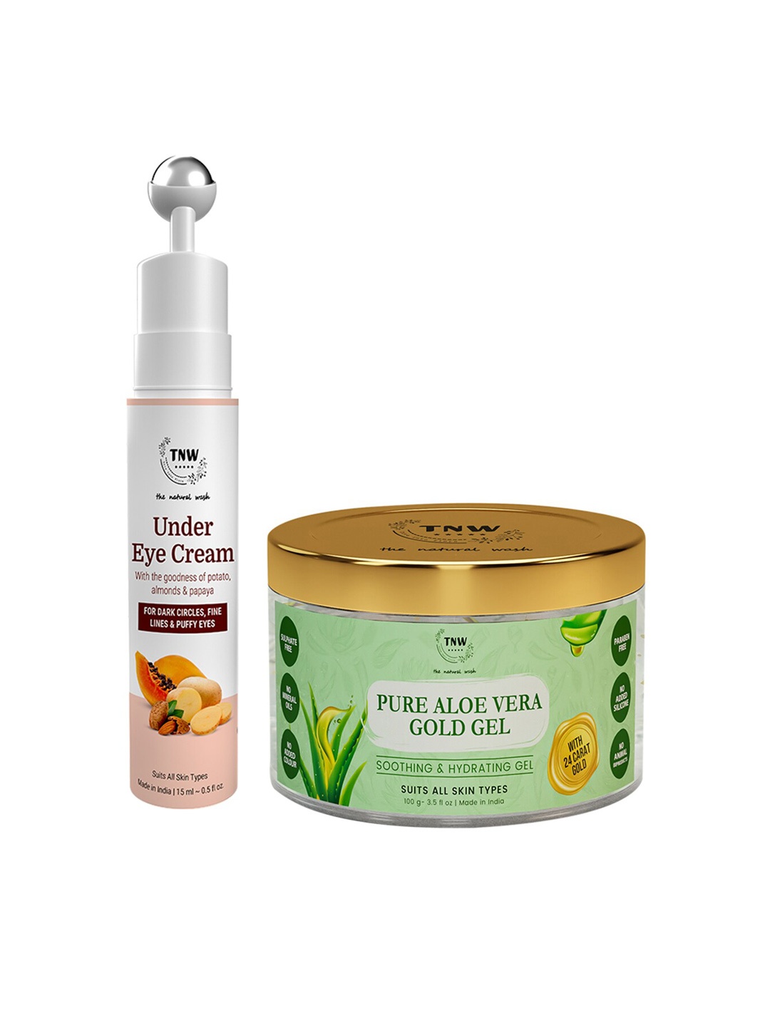 TNW The Natural Wash Combo of 2 Aloe Vera Gold Gel 100 Gm & Under Eye Cream 15 ml, Multi
TNW The Natural Wash Combo of 2 Aloe Vera Gold Gel 100 Gm & Under Eye Cream 15 ml, Multi