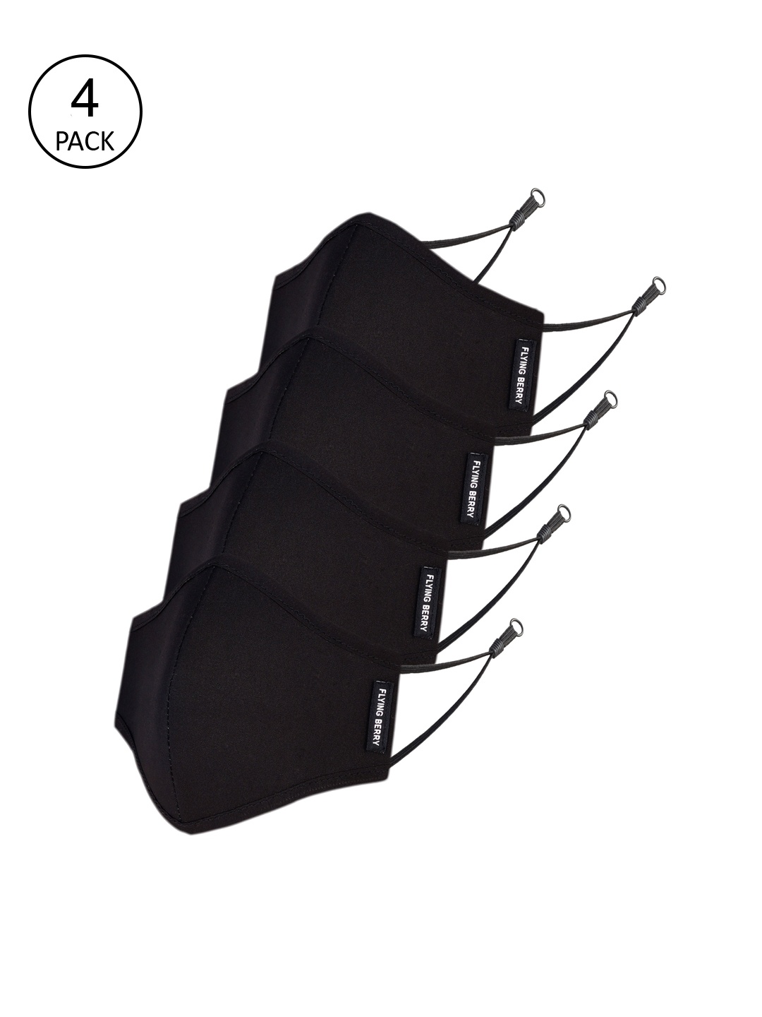 FLYING BERRY Unisex Pack Of 4 Black Solid 3-Ply Reusable Anti-Pollution Cotton Cloth Face Masks
FLYING BERRY Unisex Pack Of 4 Black Solid 3-Ply Reusable Anti-Pollution Cotton Cloth Face Masks