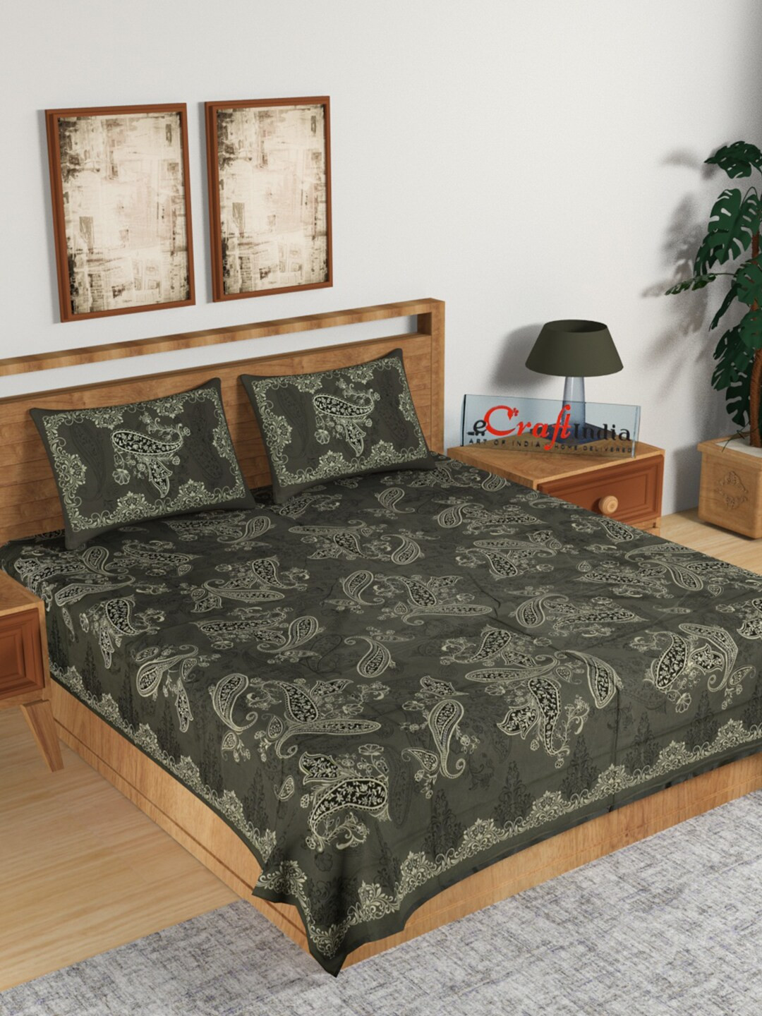 eCraftIndia Olive Green & Black Ethnic Motifs 180 TC King Bedsheet with 2 Pillow Covers
eCraftIndia Olive Green & Black Ethnic Motifs 180 TC King Bedsheet with 2 Pillow Covers