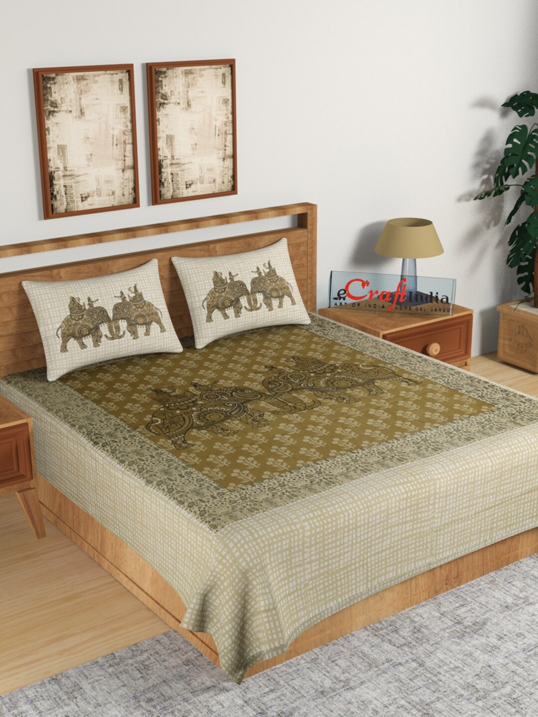 eCraftIndia Mustard & Cream-Coloured Ethnic Motifs 180 TC King Bedsheet with 2 Pillow Covers
eCraftIndia Mustard & Cream-Coloured Ethnic Motifs 180 TC King Bedsheet with 2 Pillow Covers