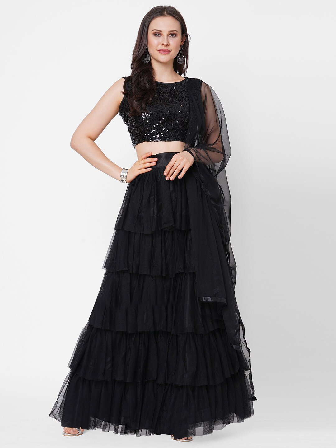 RedRound Black Embellished Sequinned Ready to Wear Lehenga & Unstitched Blouse With Dupatta
RedRound Black Embellished Sequinned Ready to Wear Lehenga & Unstitched Blouse With Dupatta