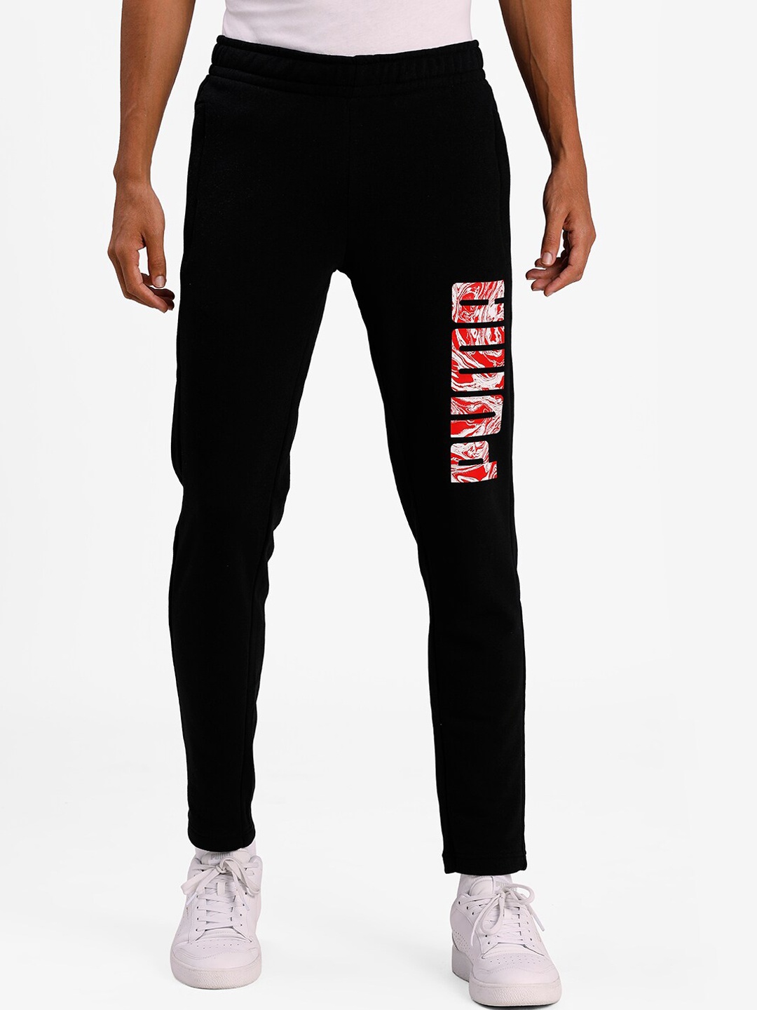 Puma Men Black Brand Logo Print Trackpant
