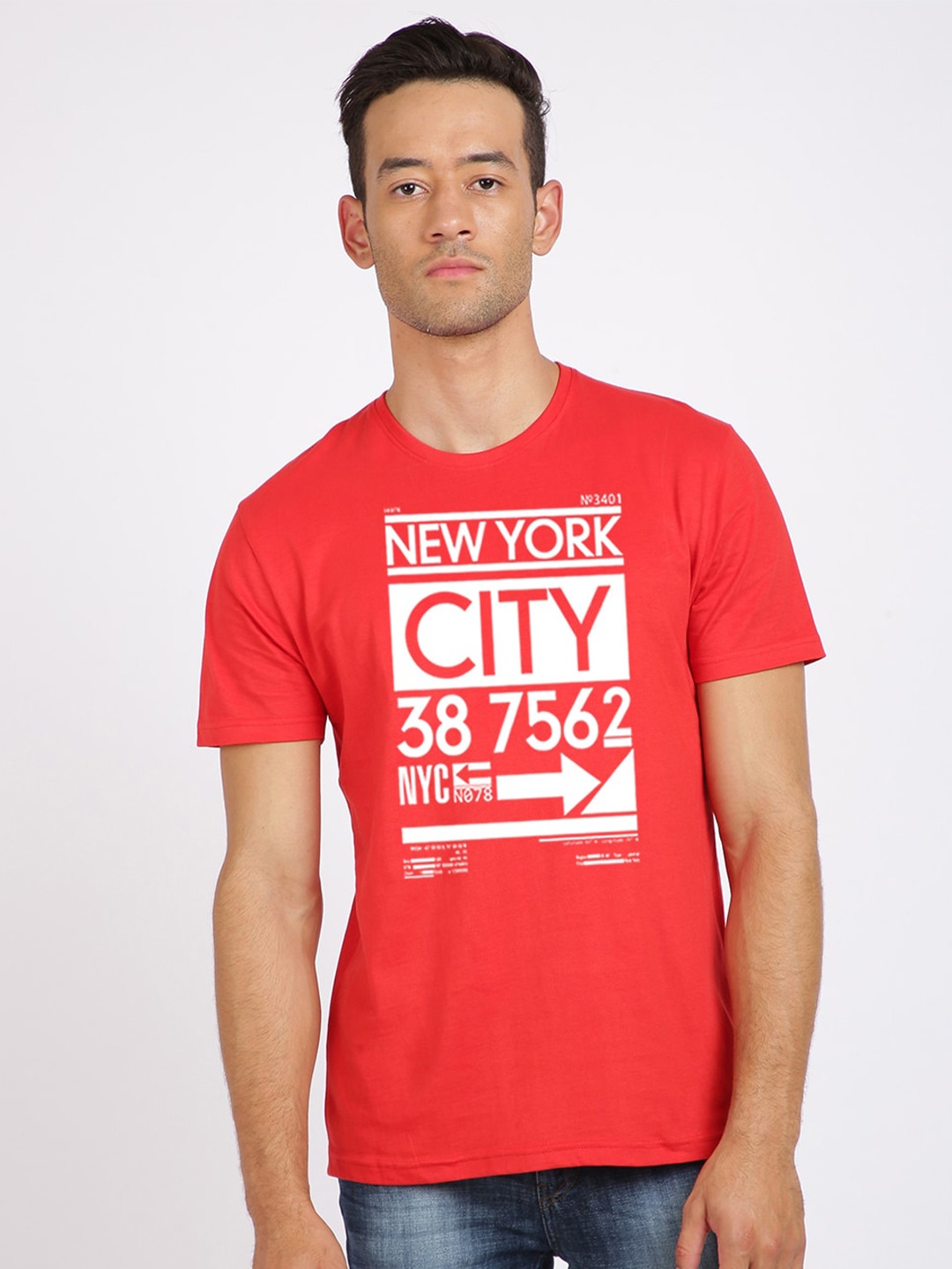 MASH UNLIMITED Men Red Printed Slim Fit T-shirt