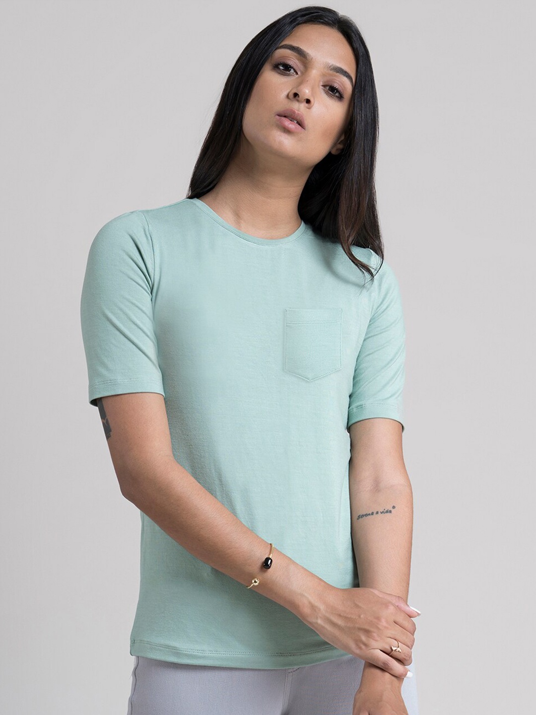 FableStreet Women Green T-shirt
