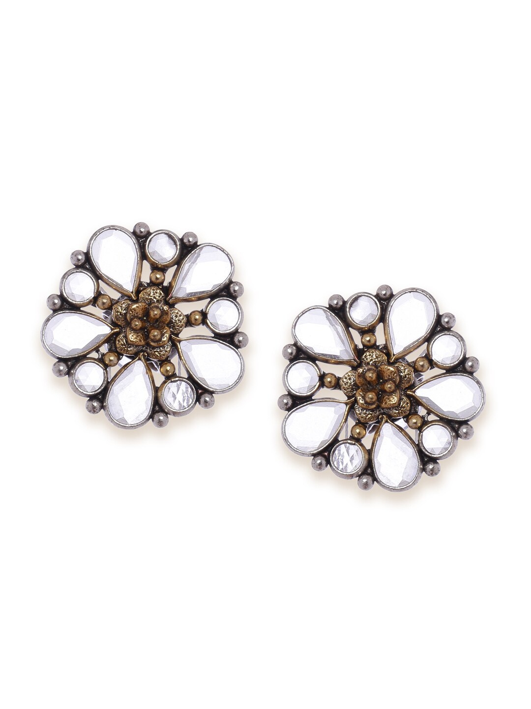Fabindia Gold-Toned Floral Studs, Multi
