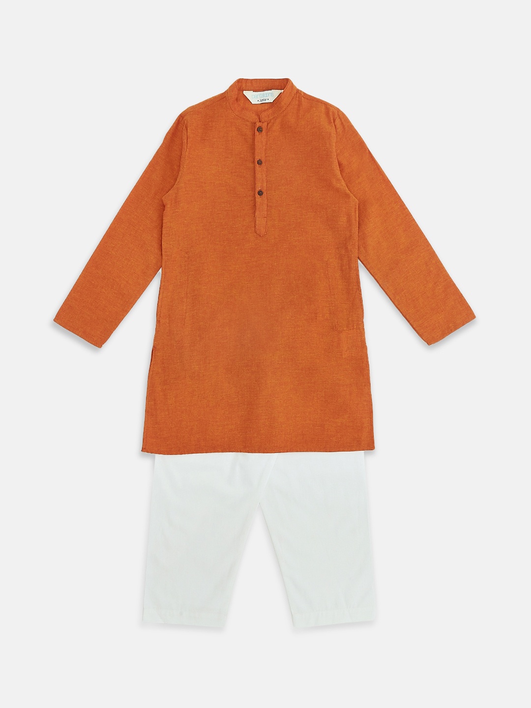 indus route by Pantaloons Boys Rust Pure Cotton Kurta with Pyjamas