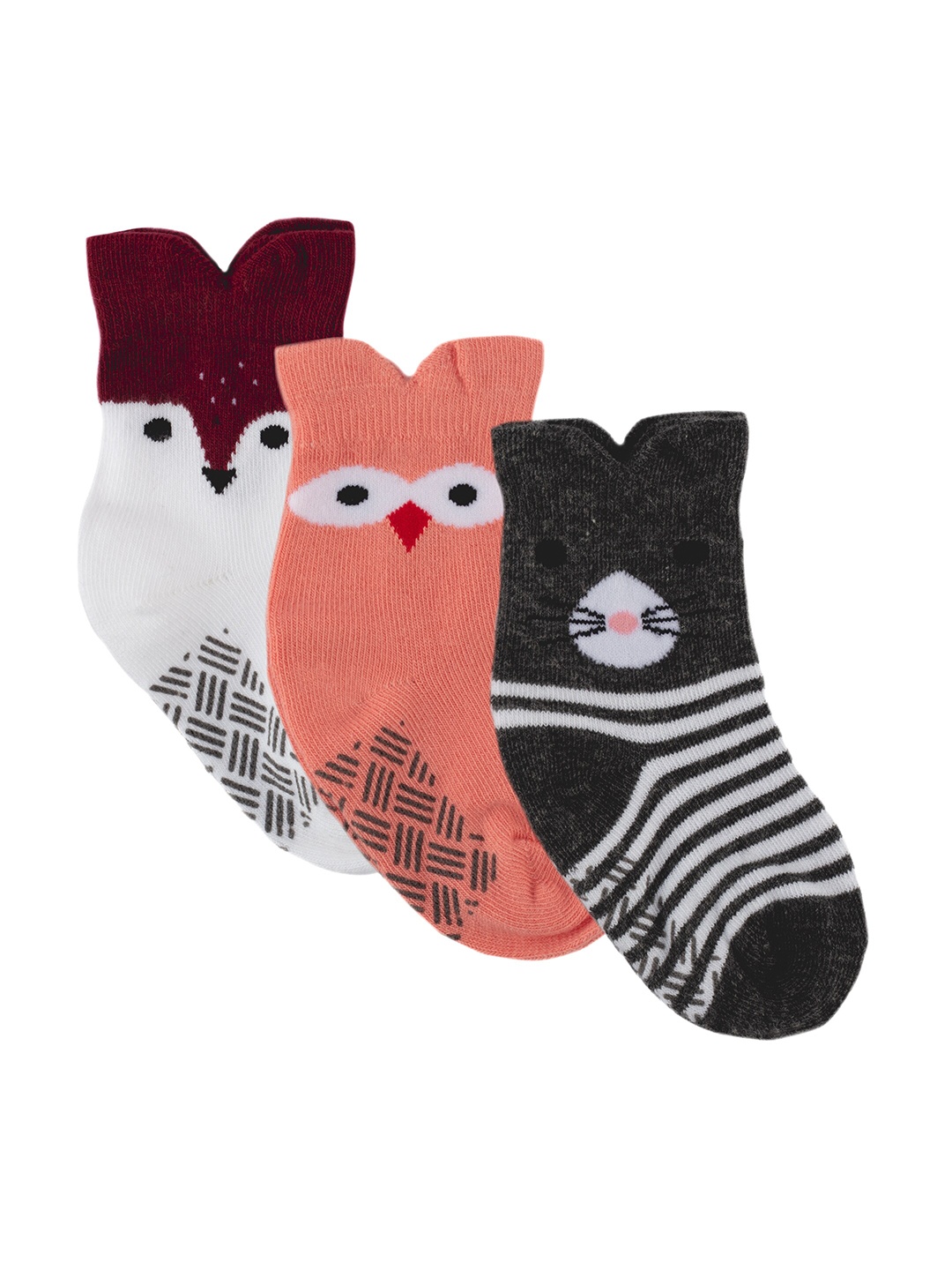 Nuluv Girls Pack of 3 Assorted Ankle-Length Socks