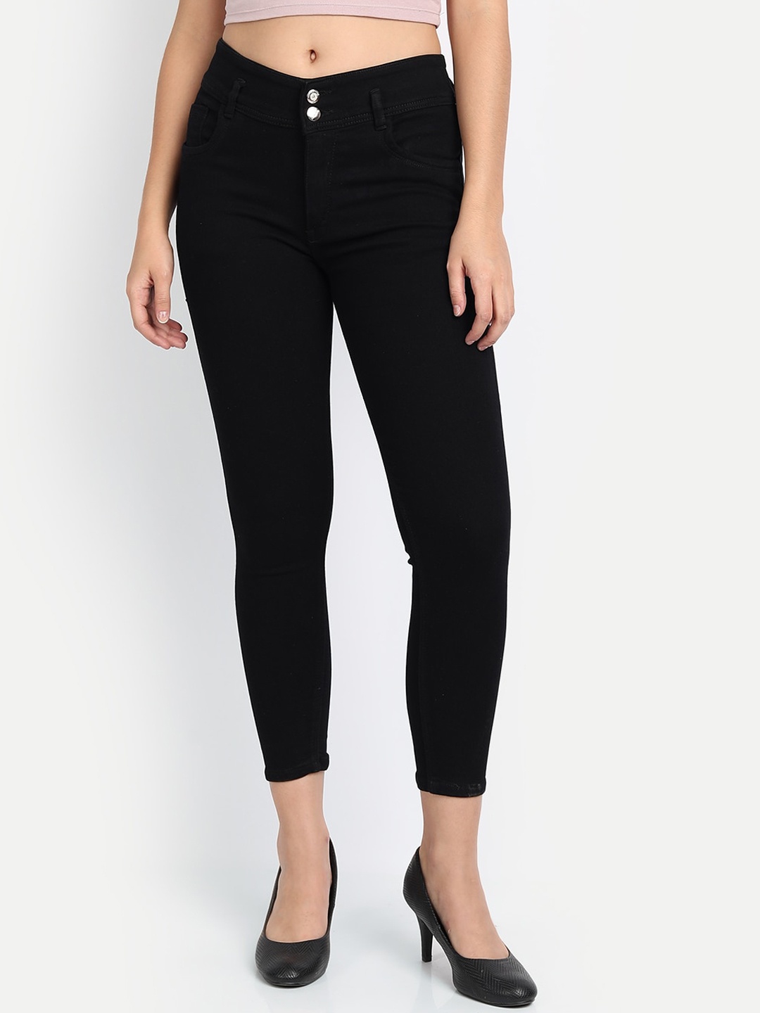 BROADSTAR Women Black Slim Fit High-Rise Stretchable Jeans