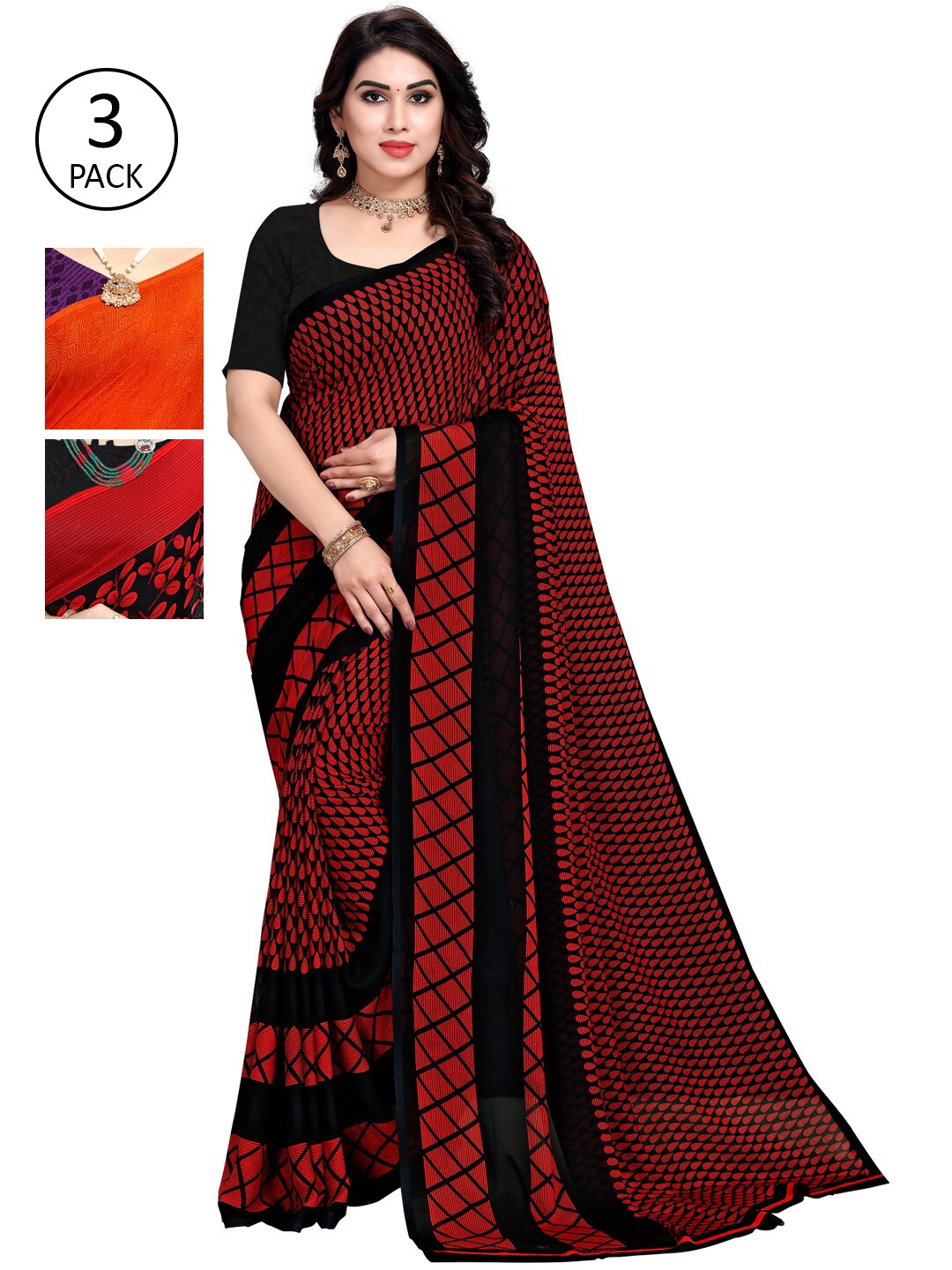 KALINI Multi Pack of 3 Printed Saree