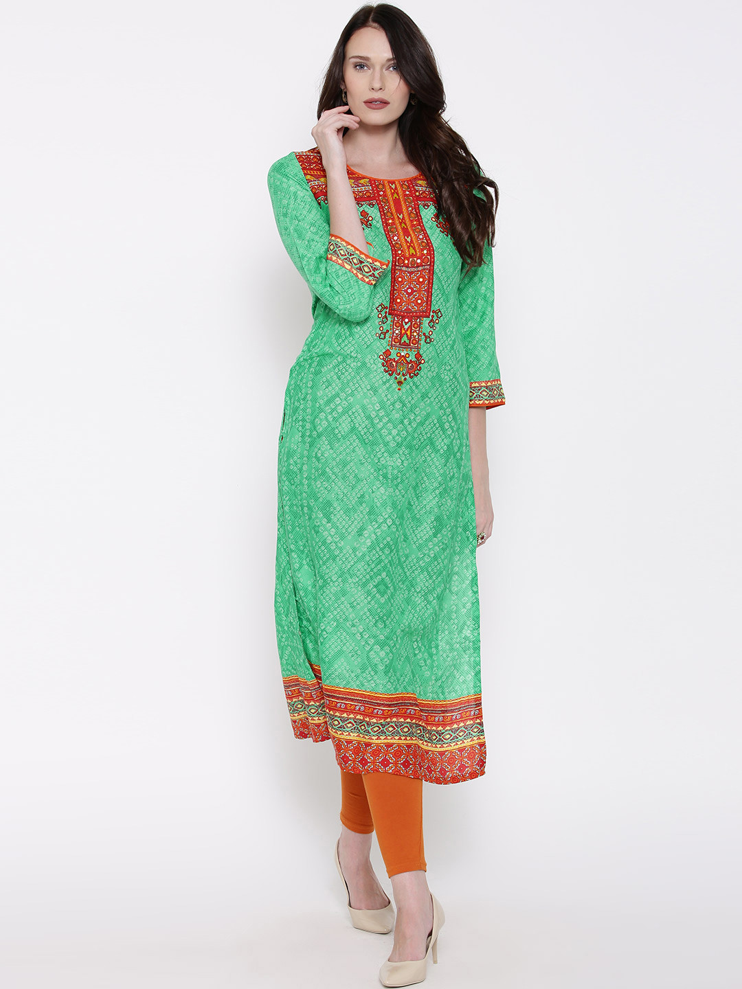 Biba Women Green Printed Straight Kurta price Myntra. Kurtas & Kurtis