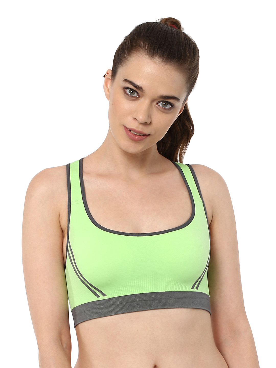 PrettySecrets Green Solid NonWired Lightly Padded Sports Bra price Myntra. Bra Deals at Myntra