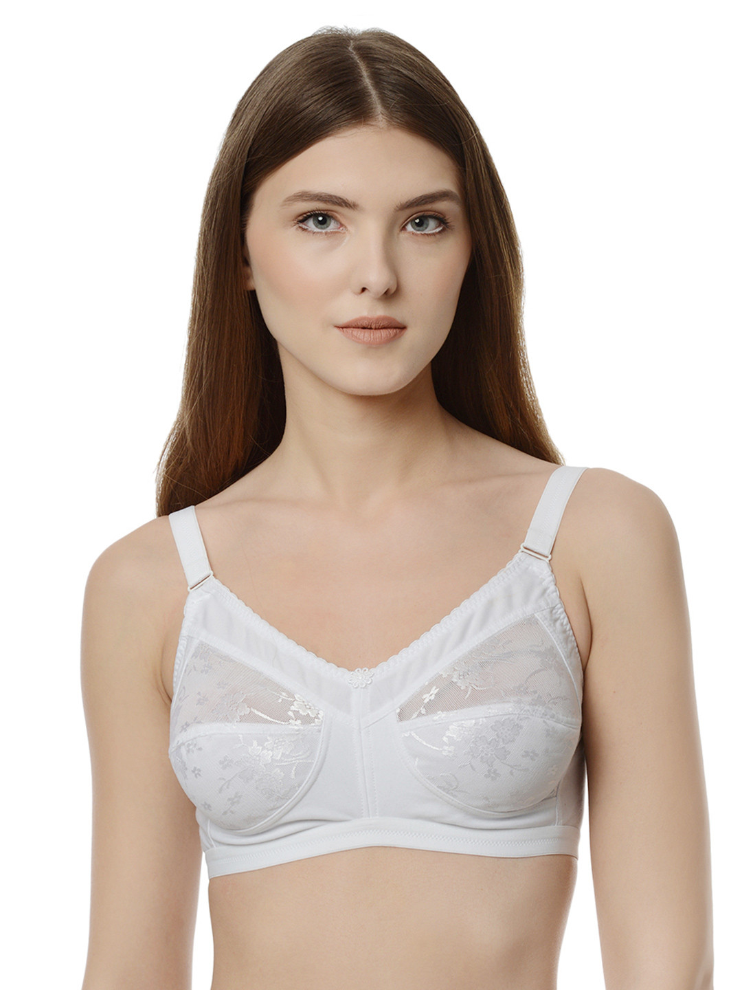 Da Intimo White Solid NonWired NonPadded Minimizer Bra DI838 price