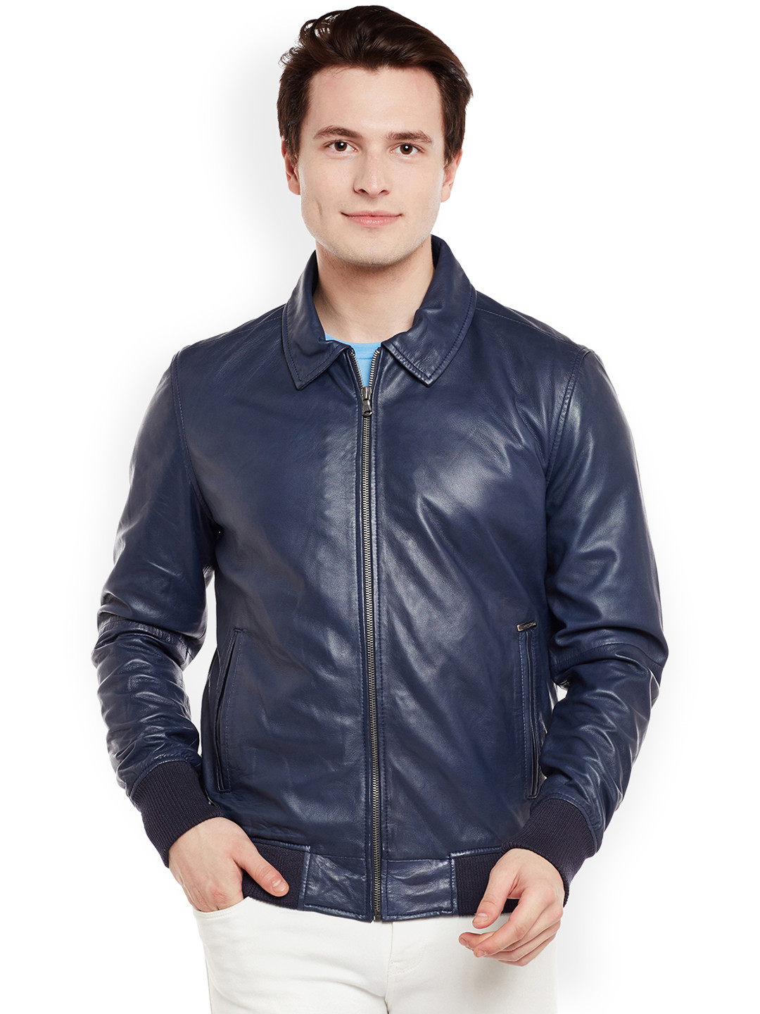 BARESKIN Men Navy Blue Solid Lightweight Duster Jacket BARESKIN Jackets