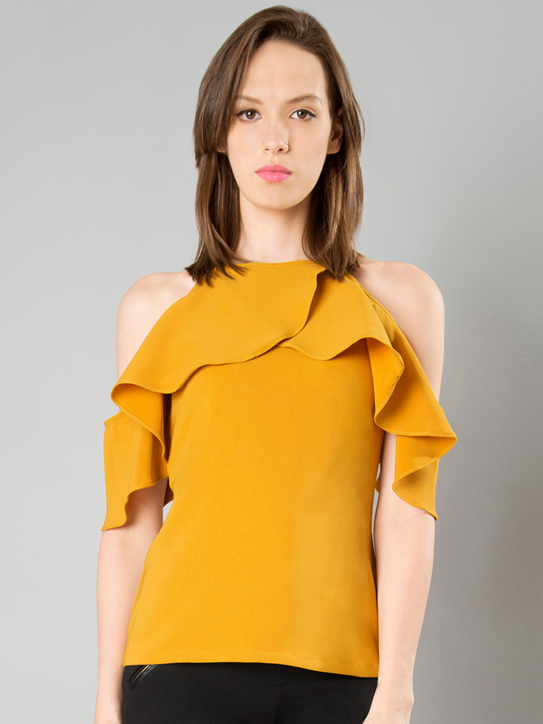 FabAlley Women Mustard Yellow Solid Top FabAlley Tops price Myntra