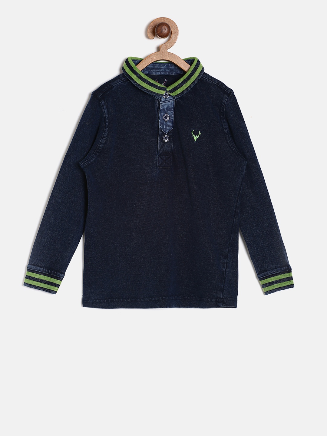 Allen Solly Junior Boys Blue Polo Collar Solid T-shirt Allen Solly Junior Tshirts