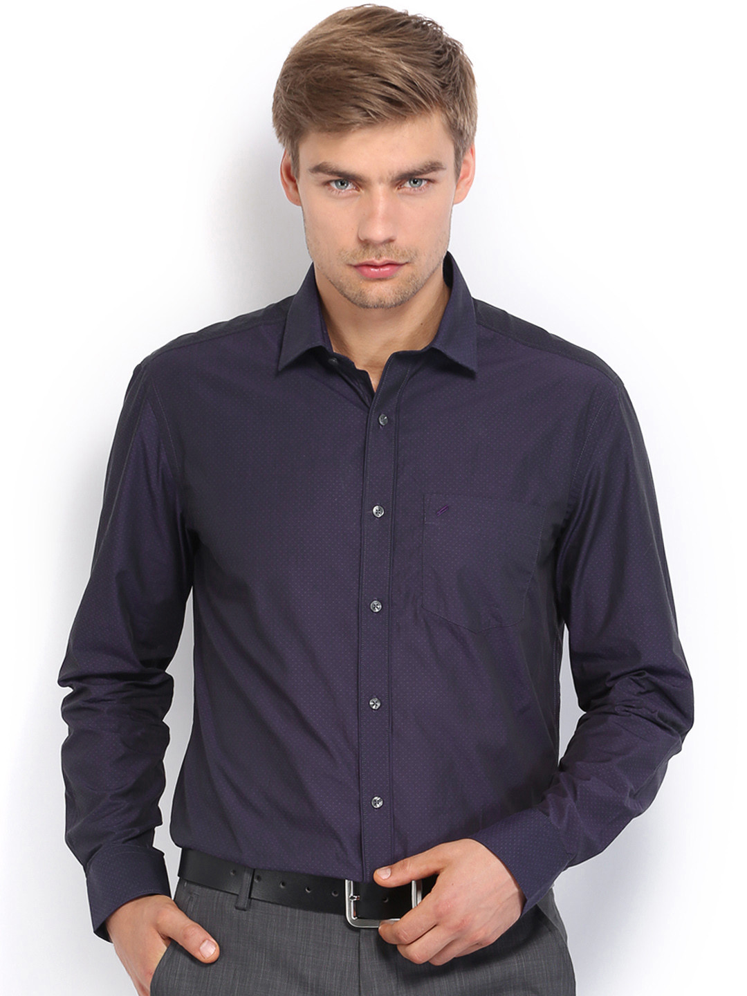 Myntra Daniel Hechter Men Purple Modern Fit Formal Shirt ...