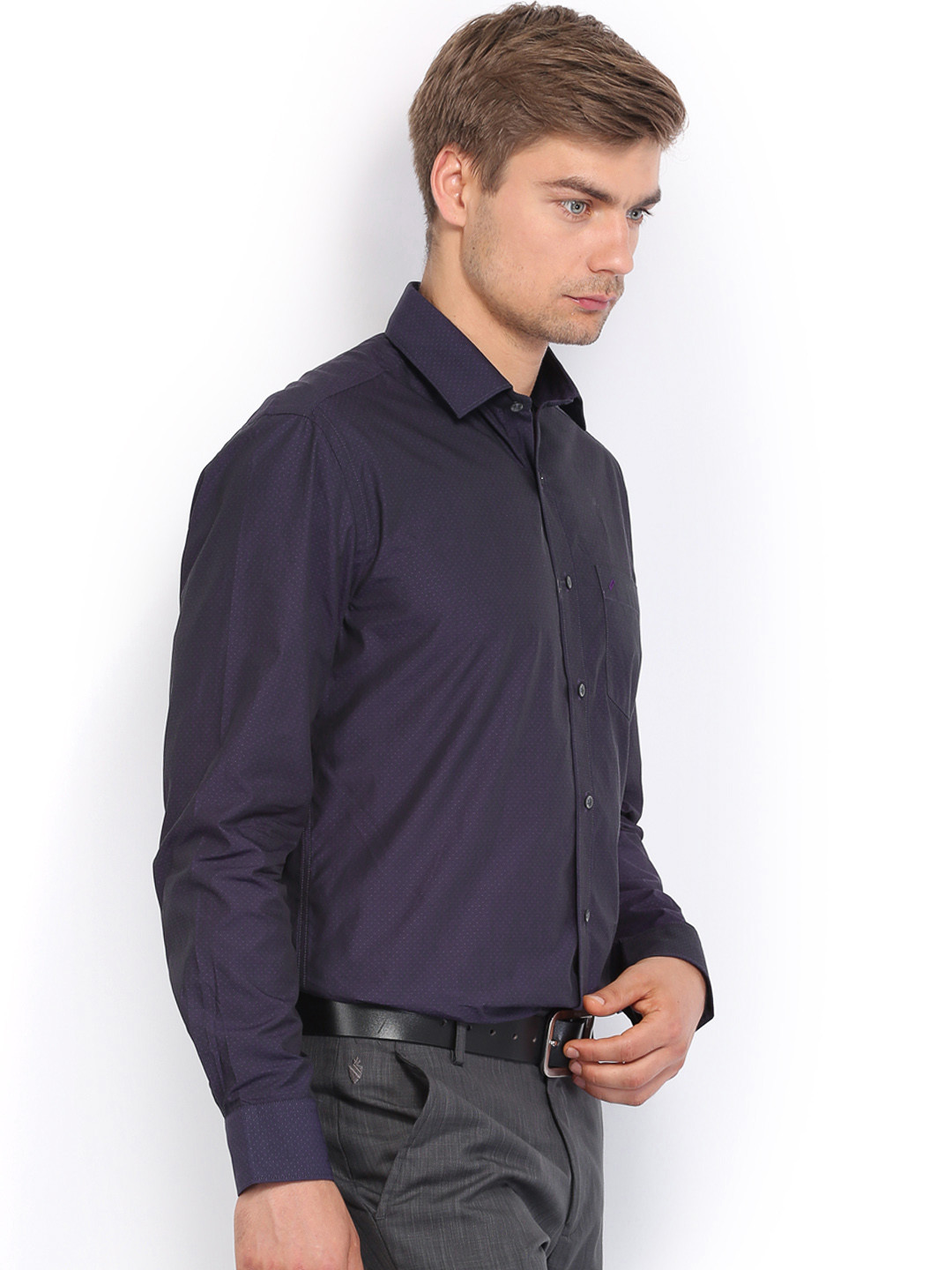Myntra Daniel Hechter Men Purple Modern Fit Formal Shirt ...