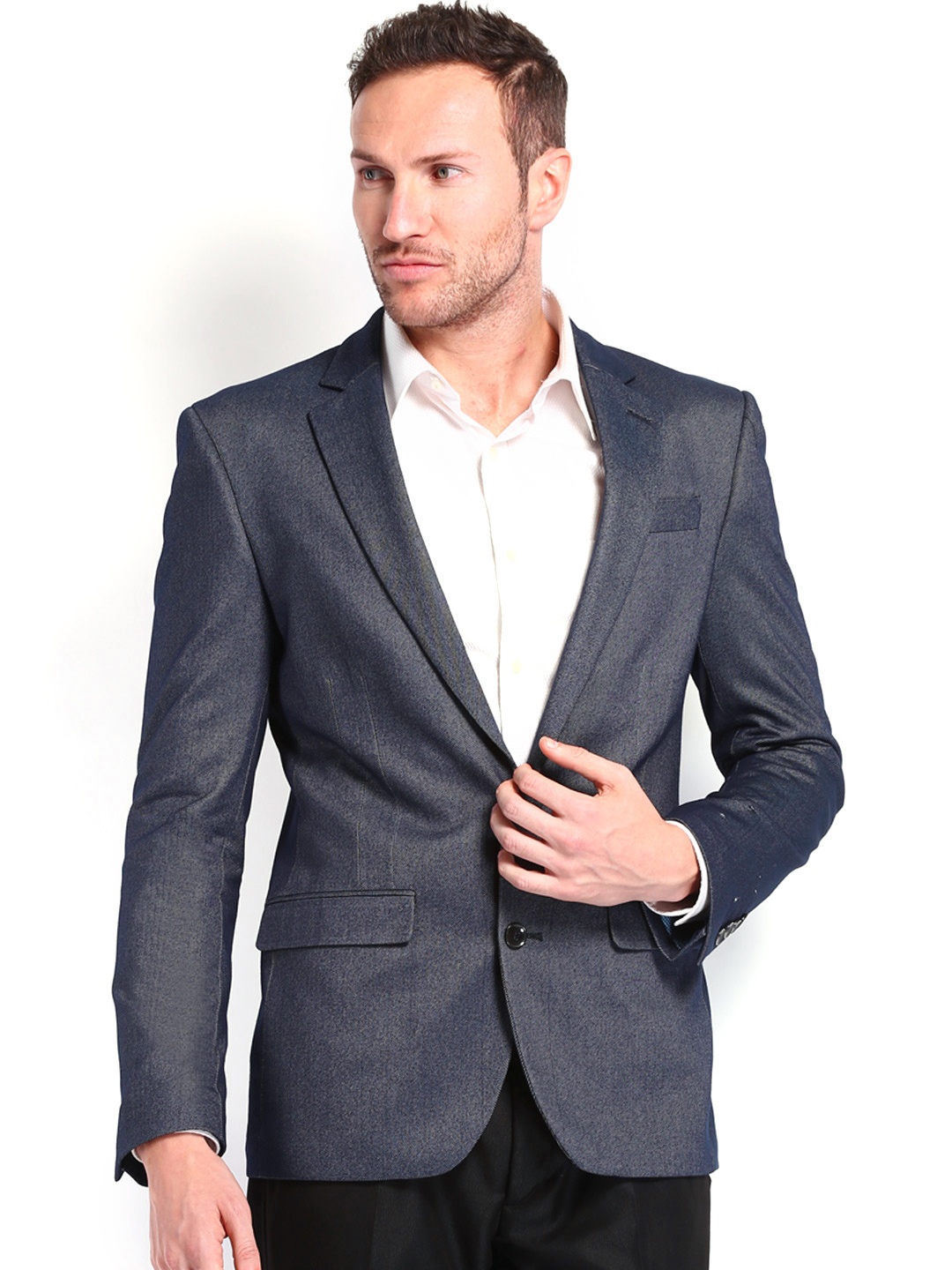 Arrow New York Men Blue Zero Calorie Fit Single-Breasted Blazer