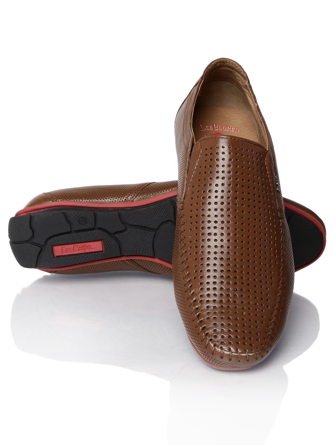 Lee Cooper Brown Textured Leather Slip On Shoes Lee Cooper Brown Textured Leather Slip On Shoes