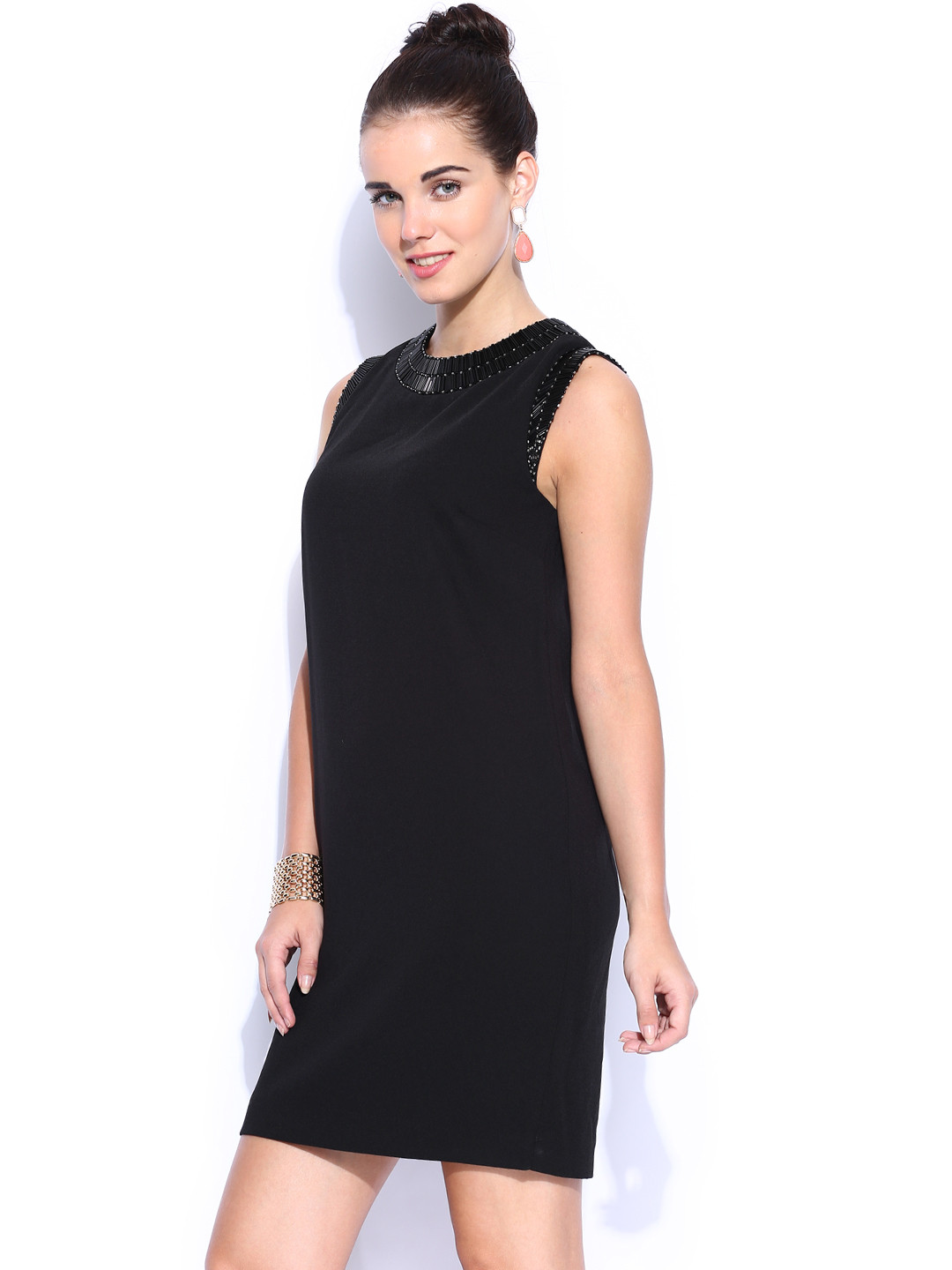 Solid Elegant Cowl Neck Shift Sweater Dress - StyleWe.com