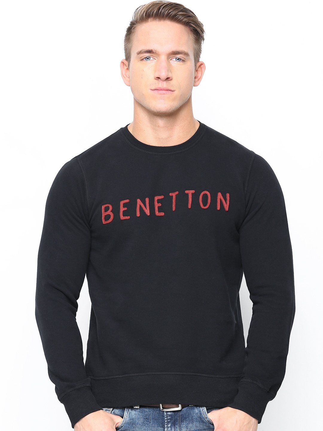 Myntra United Colors of Benetton Men Black Sweatshirt 565182 | Buy 