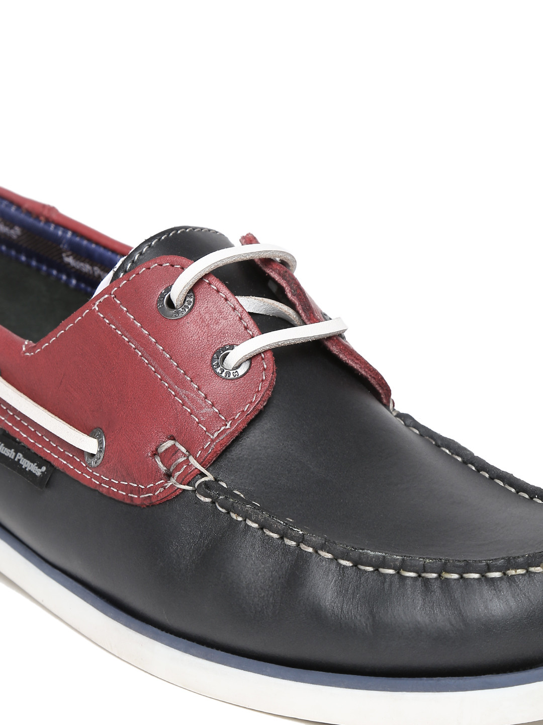 Myntra Hush Puppies Men Charcoal Grey Leather Boat Shoes