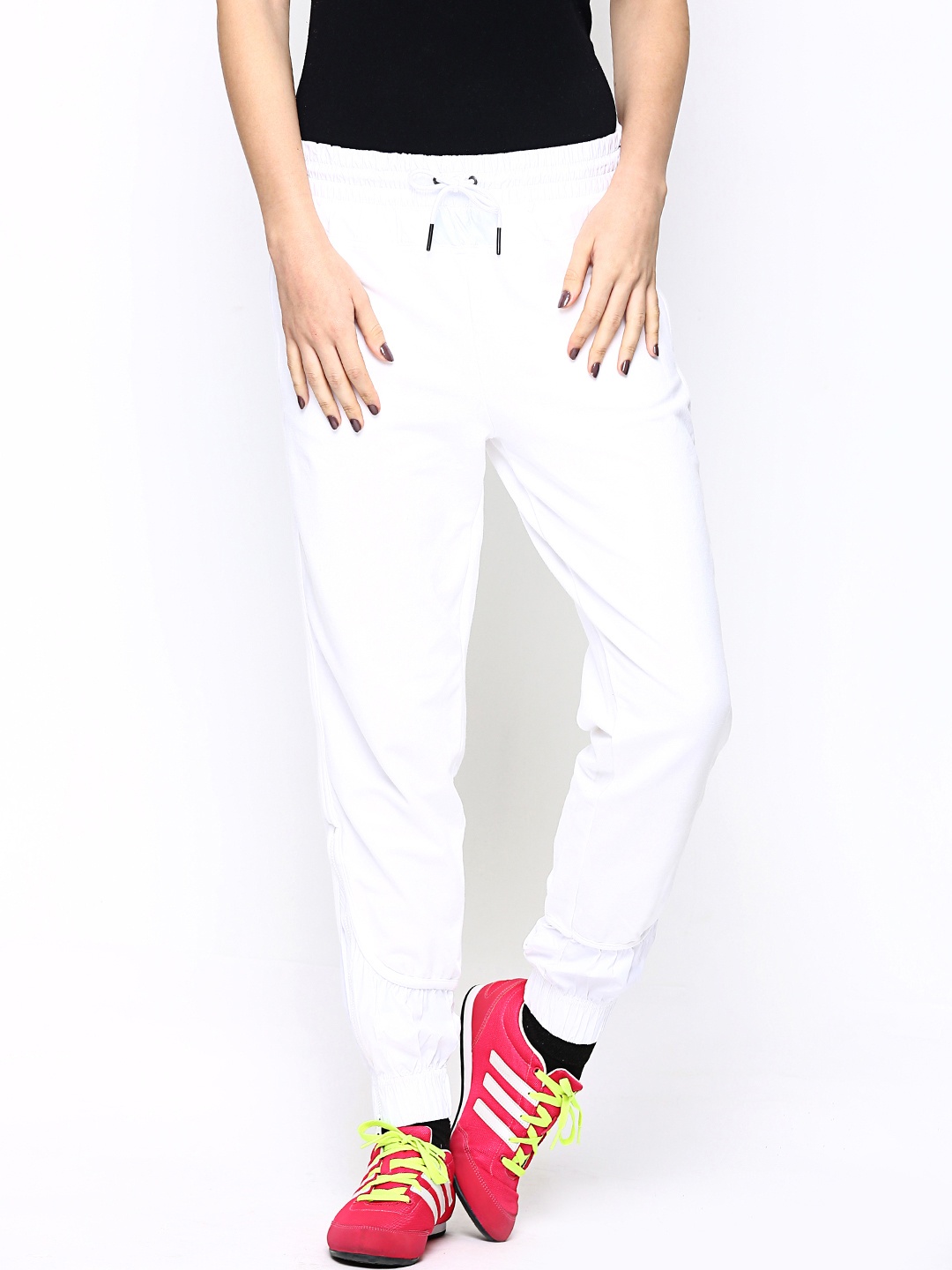 all white track pants